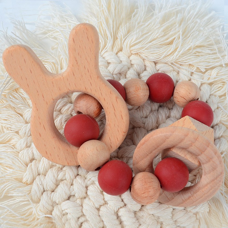 Teething Bracelet Factory - Natural Wood Grinding Round Bead Made of Beech for Babies