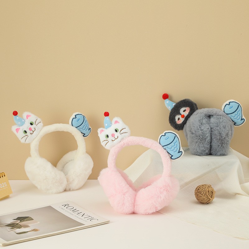 Earmuffs Factory - Autumn Winter Warm Plush Penguin Cute Folding Outdoor Riding Cold-Proof