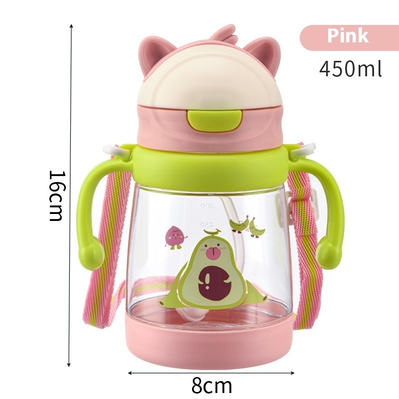 Portable Cup Manufacturer - Cartoon Pattern Outdoor Straw Plastic with Handle Baby Student