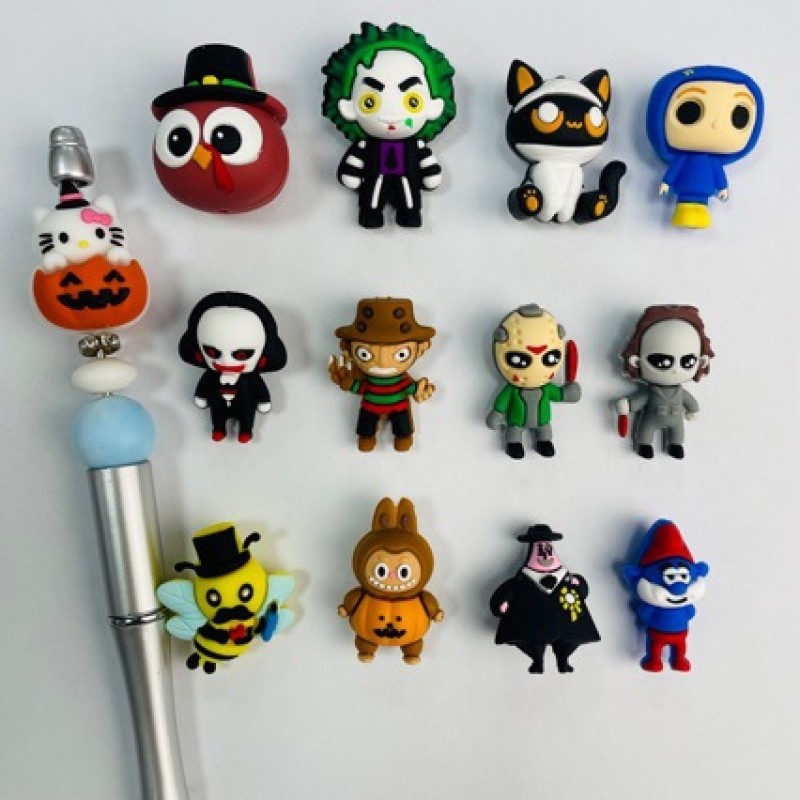 Jewelry Making Supplier - Halloween 3D Pumpkin Bat Ghost Silicone Beads for DIY Accessories