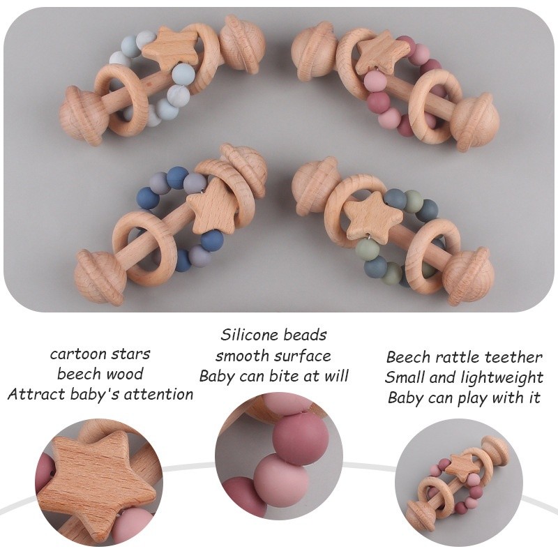 Teether Gum Toy Factory - Soft Beech Wood Silicone Newborn Care Gift Musical Style