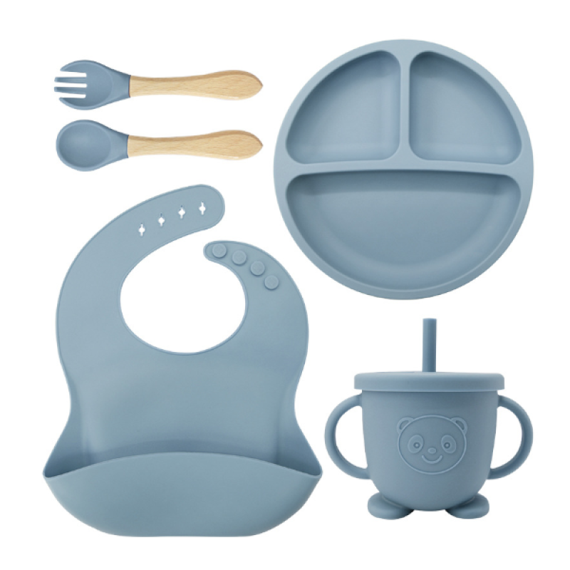 Weaning Set Manufacturer - Silicone Feeding Set Adjustable Bib