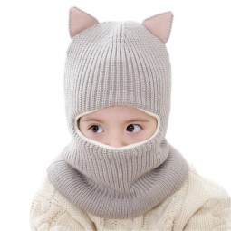 Neck Guard Supplier - Windproof Baby Knitted Wool Face Hat
