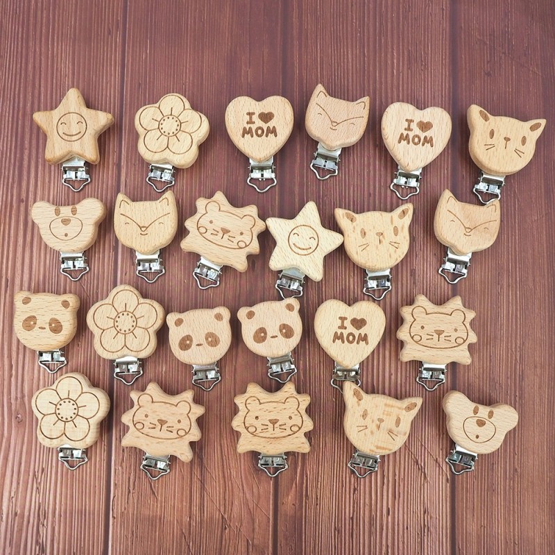 Pacifier Clip Supplier - Customized Natural Beech Wooden Dummy