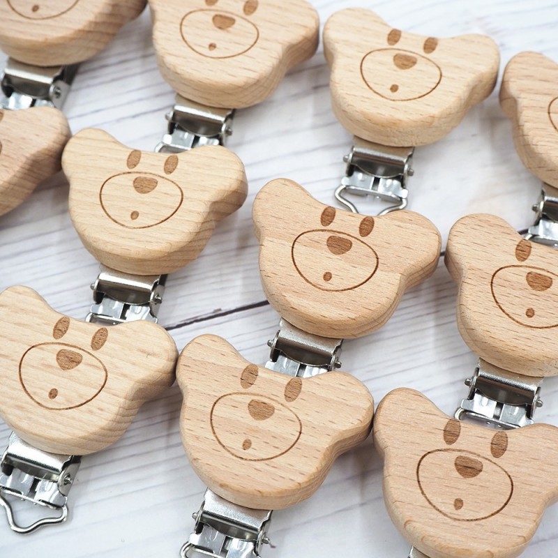 Pacifier Clip Supplier - Customized Natural Beech Wooden Dummy