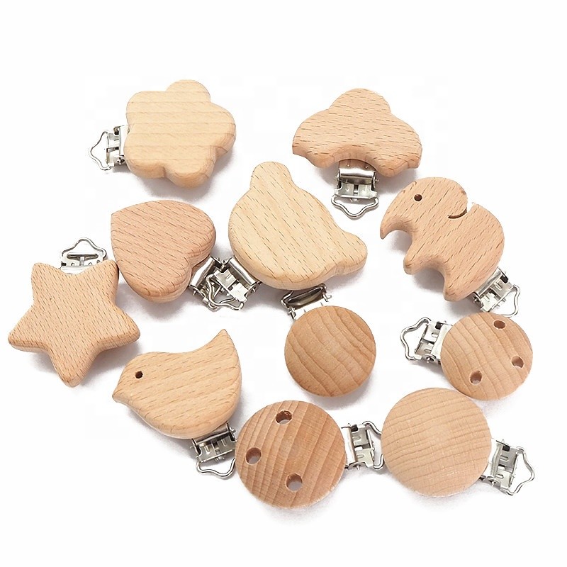 Pacifier Clip Supplier - Customized Natural Beech Wooden Dummy