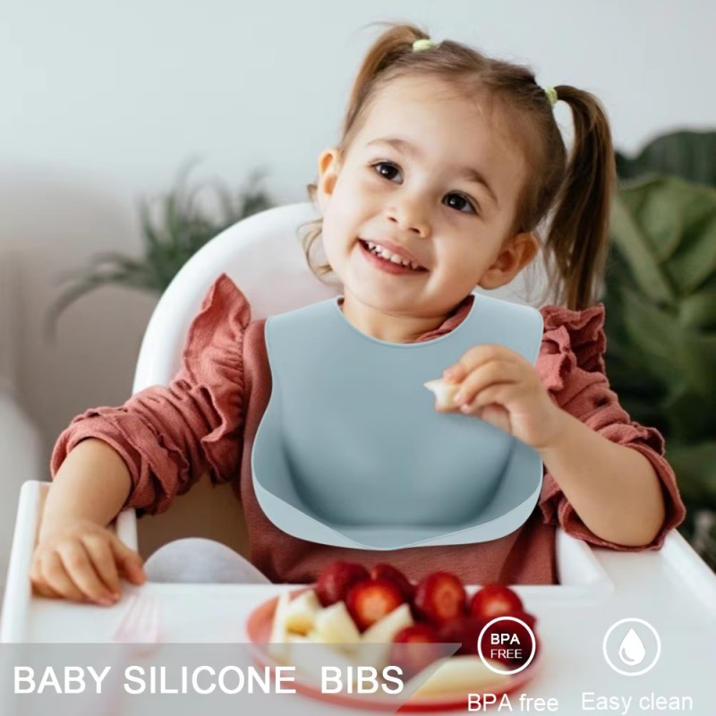 Weaning Set Manufacturer - Silicone Feeding Set Adjustable Bib