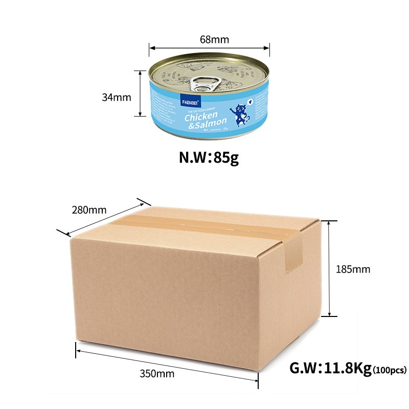 Canned Pet Food Supplier - Natural Meat Chicken Salmon Flavor Wet Food for Cats