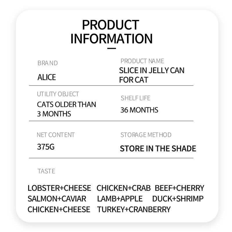 Cat Jelly Factory - Alice Slice Can 375g Multi Flavors