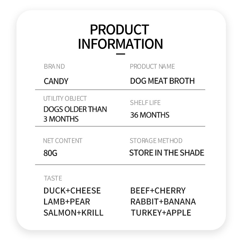 Dog Food Supplier - Candy Meat Chunk Broth 80g High Nutritional