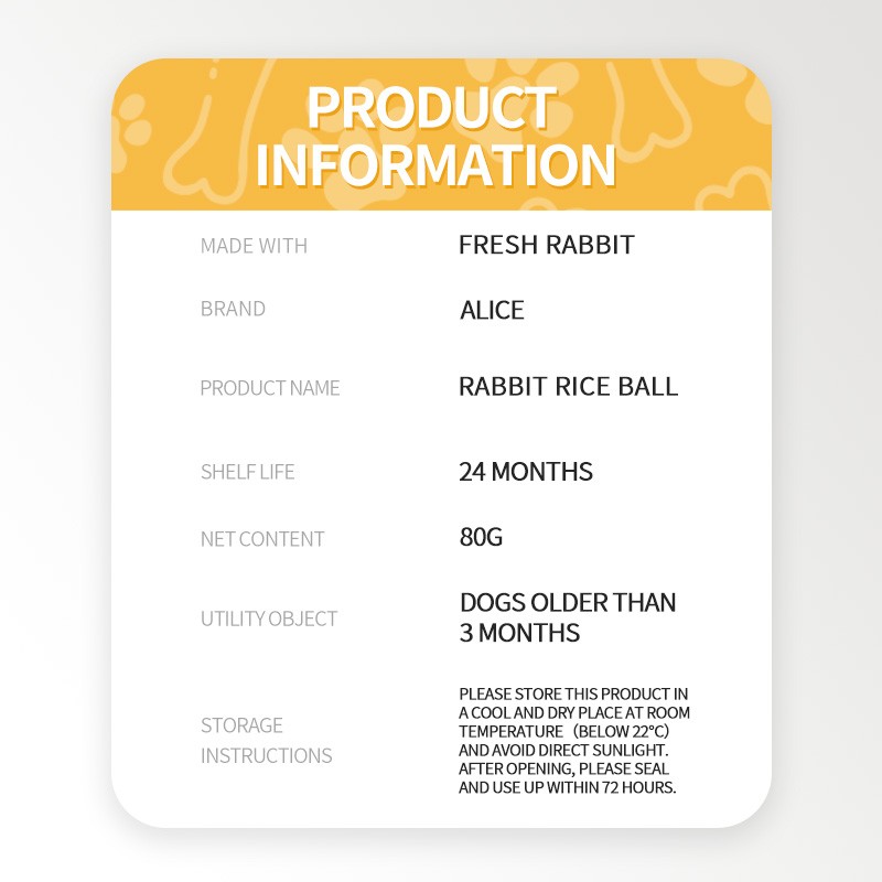 Dog Snack Manufacturer - OEM ODM Air-dried Rabbit Rice Ball