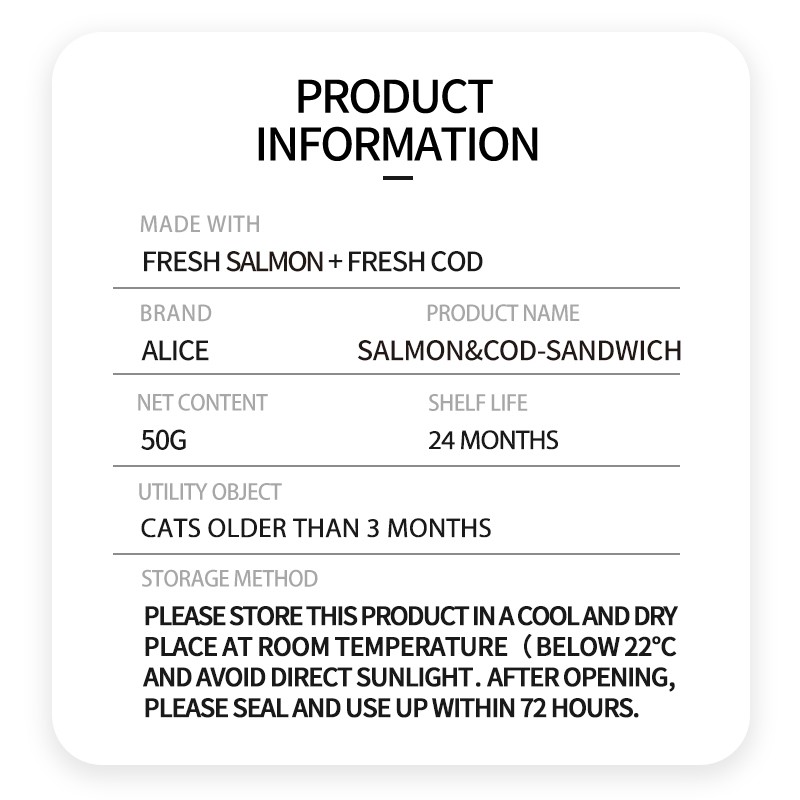Cat Treat Factory - OEM ODM Air-dried Salmon Cod Sandwich