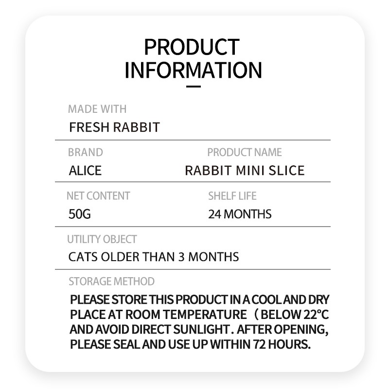 Cat Snack Supplier - OEM ODM Air-dried Rabbit Mini Slice