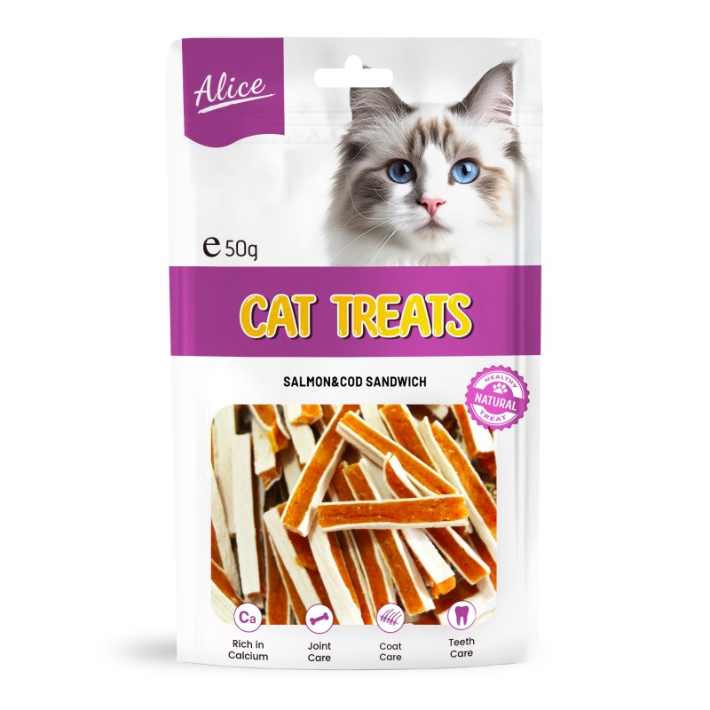 Cat Treat Factory - OEM ODM Air-dried Salmon Cod Sandwich