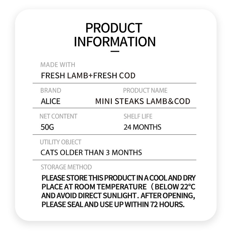 Cat Treat Supplier - OEM ODM Air-dried Lamb Cod Steak