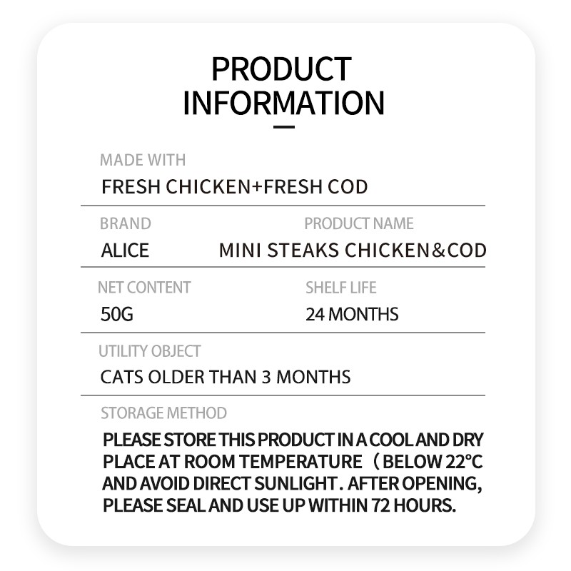 Cat Snack Manufacturer - OEM ODM Air-dried Chicken Cod Steak