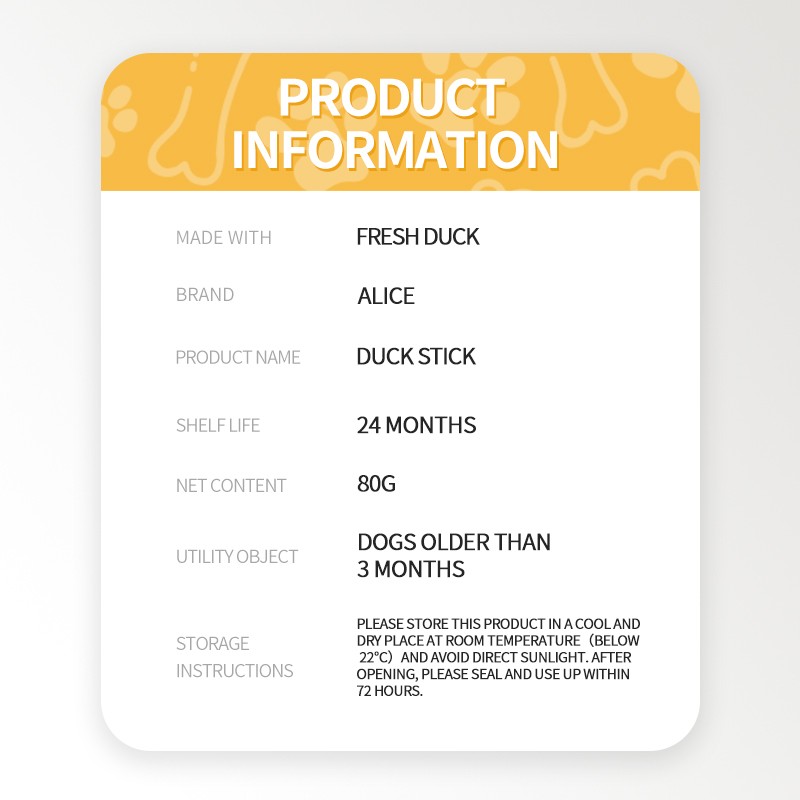 Dog Snack Factory - OEM ODM Air-dried Duck Stick Chicken