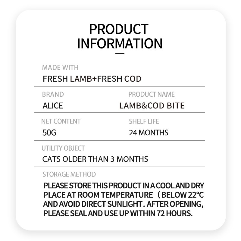 Cat Treat Manufacturer - OEM ODM Air-dried Lamb Cod Bite