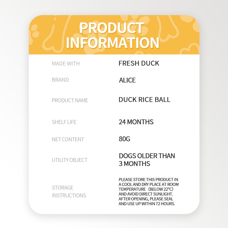 Dog Treat Manufacturer - OEM ODM Air-dried Duck Rice Ball