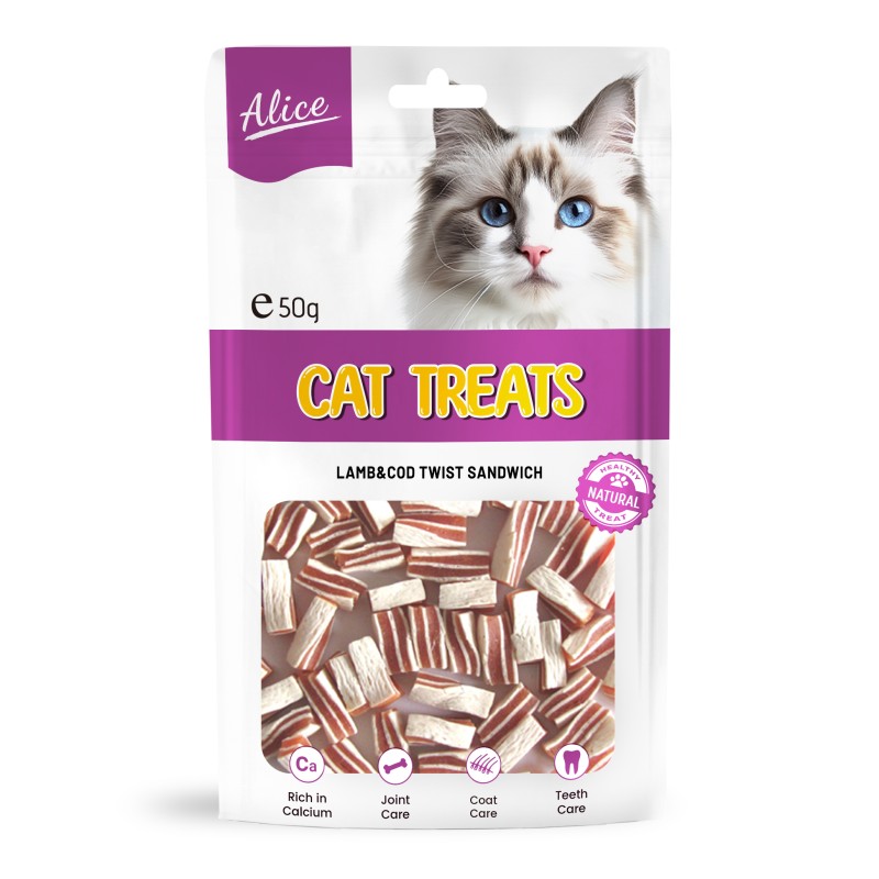 Cat Snack Supplier - OEM ODM Air-dried Lamb Cod Twist
