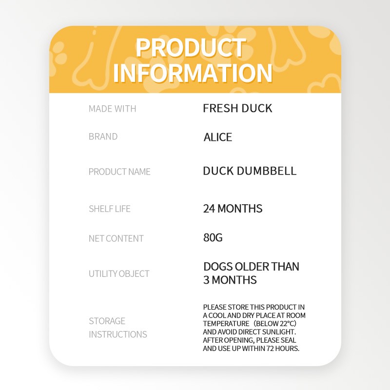 Dog Snack Factory - OEM ODM Air-dried Duck Dumbbell Chicken