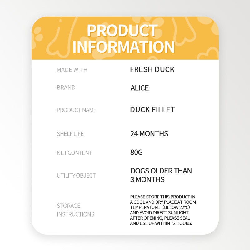 Dog Treat Supplier - OEM ODM Air-dried Duck Fillet Chicken