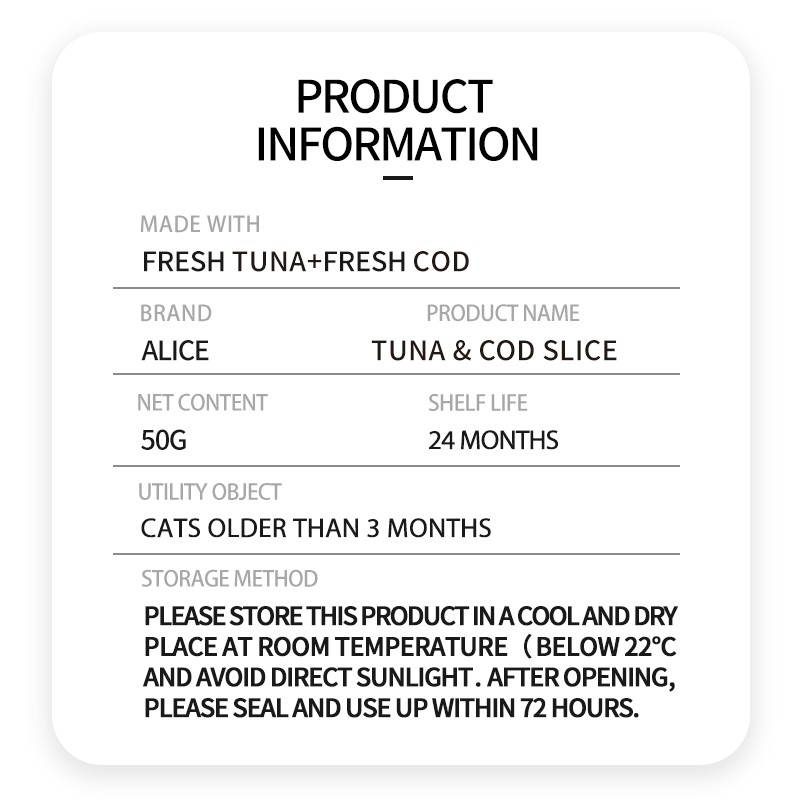 Cat Snack Manufacturer - OEM ODM Air-dried Tuna Cod Slice