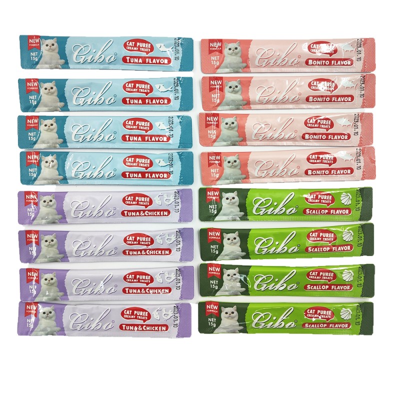 Cat Treats Factory - GIBO Brand Wholesale Puree Snack All Flavors Bonito Tuna Chicken