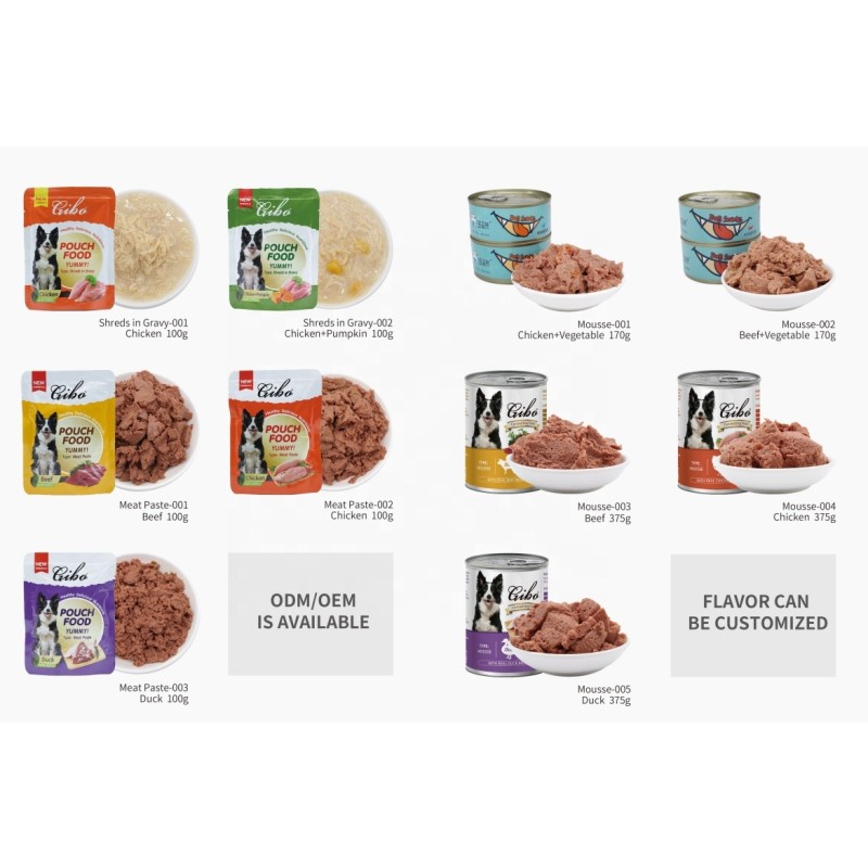 Wet Dog Food Manufacturer - High Protein Healthy Chicken Beef Canned Pouches Factory
