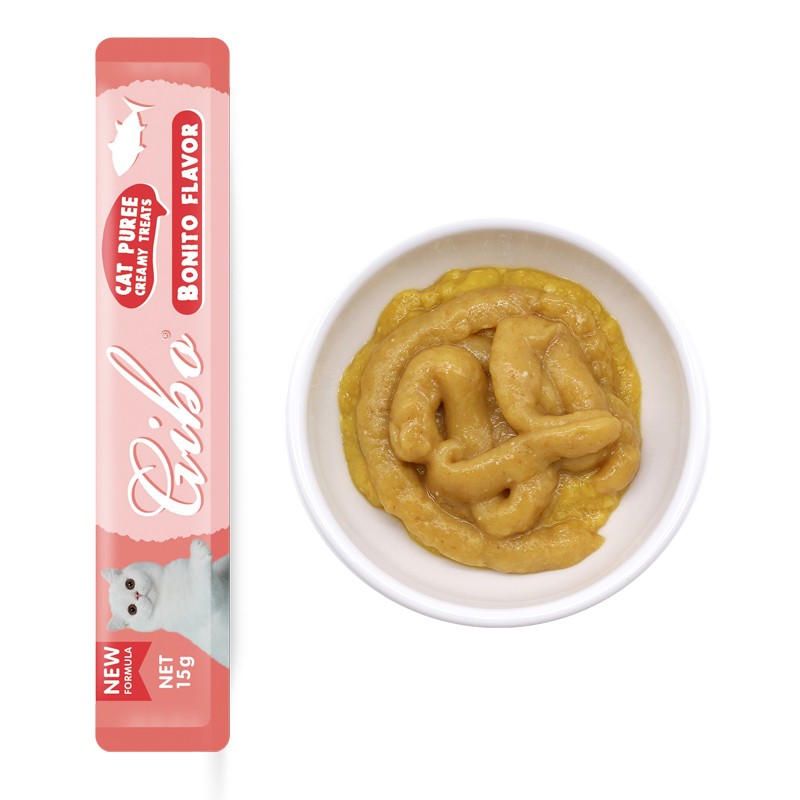 Cat Treats Factory - Gibo Brand 15g Wet Cat Treats Bonito Flavor Lickable Customizable