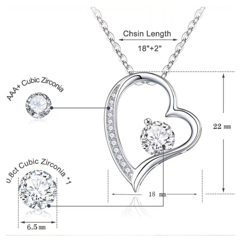 Heart Necklace Manufacturer - Cubic Stainless Steel Crystal Pendent Fashion Jewelry