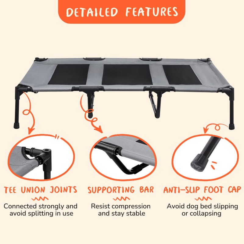 Elevated Dog Bed Supplier - Outdoor Durable Oxford Fabric Textilene Mesh Metal Frame Indoors Dog Bed