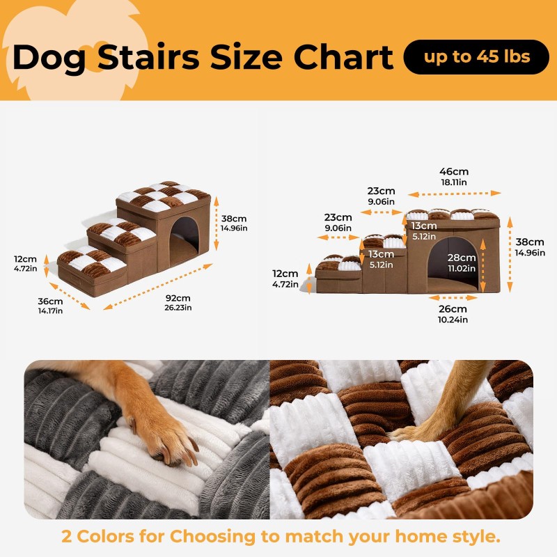 Pet Stairs Factory - 5-Step Adjustable for High Beds Dog Steps Small Dogs Cats Foldable Pet Stairs