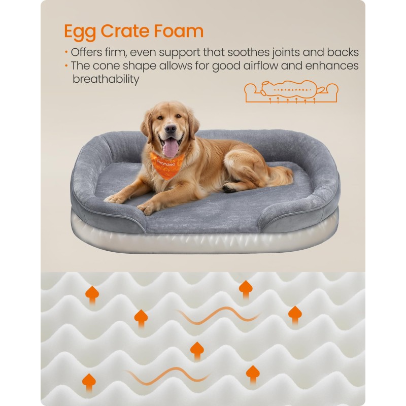 Dog Sofa Bed Factory - Medium Orthopaedic Egg Crate Foam Waterproof Liner Raised Edges Removable Cover