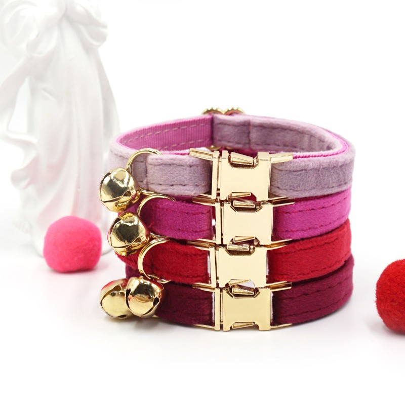 Cat Collar Supplier - Best Selling Velvet Custom Classic Colorful Buckle Cozy Handmade Collar