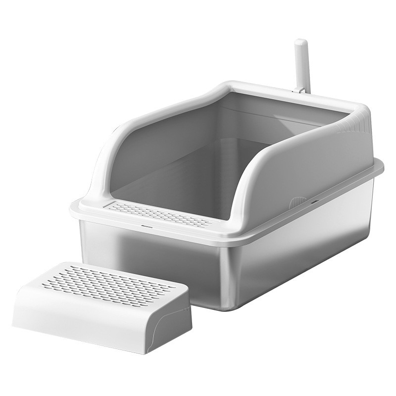 Cat Litter Box Supplier - Customizable Extra Large Stainless Steel High Sided Lid Tail Design