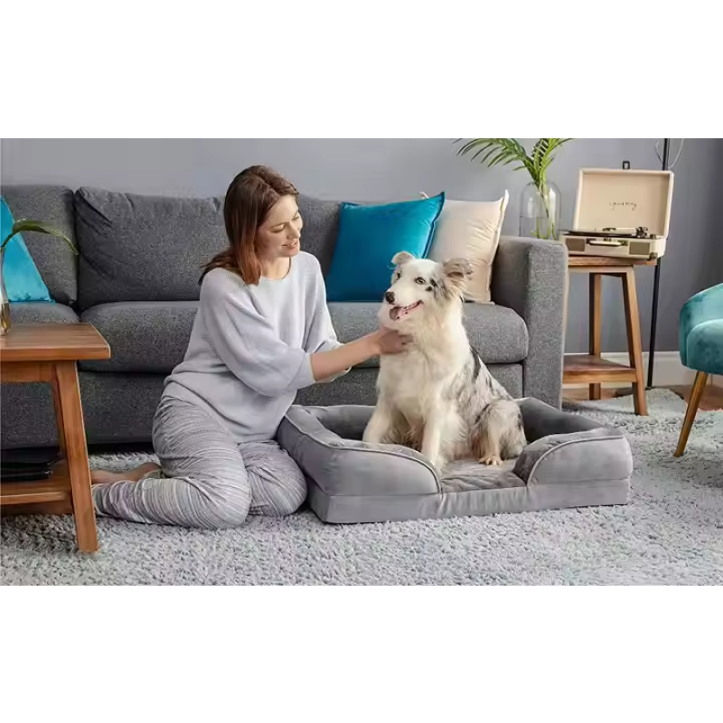 Dog Sofa Bed Factory - Wholesale Orthopedic Waterproof Flannel Rectangle Pet Cushion Supportive Foam