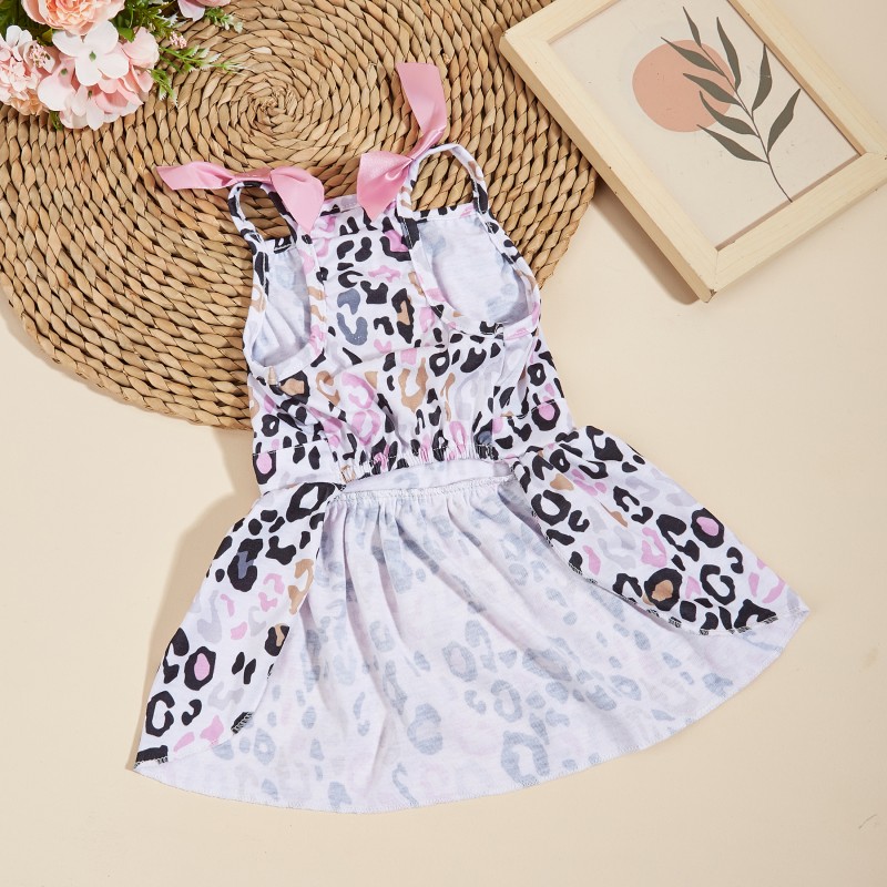 Dog Apparel Supplier - Printed Leopard Princess Skirts Summer Skirt Puppy Polyester Dog Dress