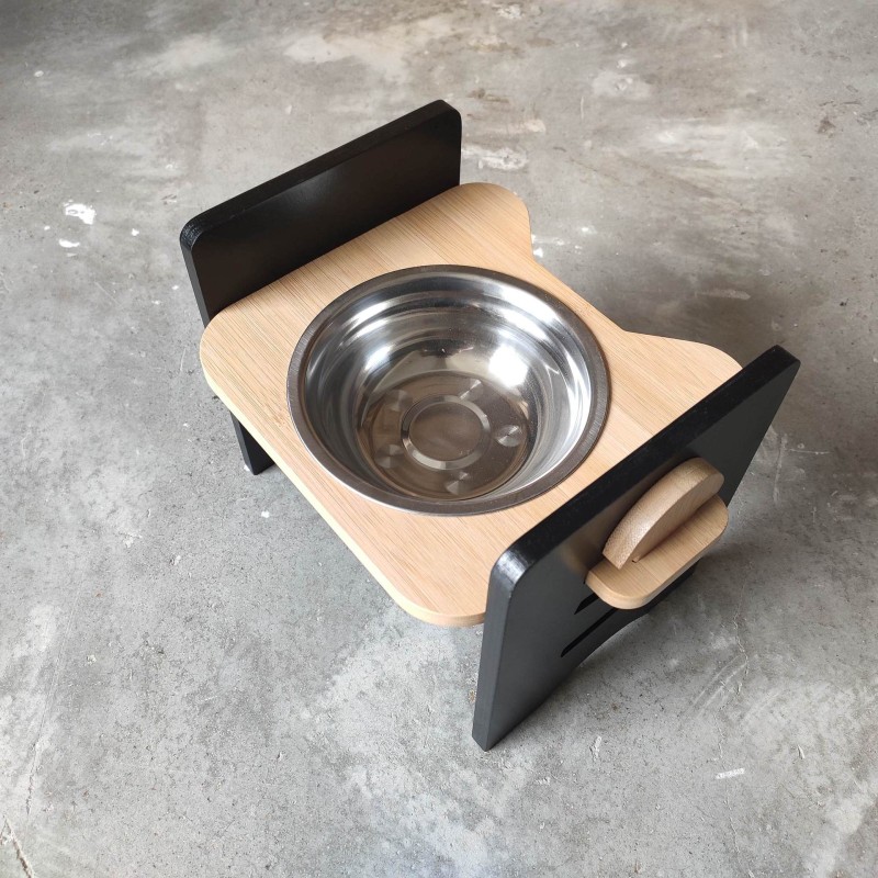 Pet Feeder Supplier - New Double Bowl Wooden Frame Small Cats Adjustable Height Stainless Steel