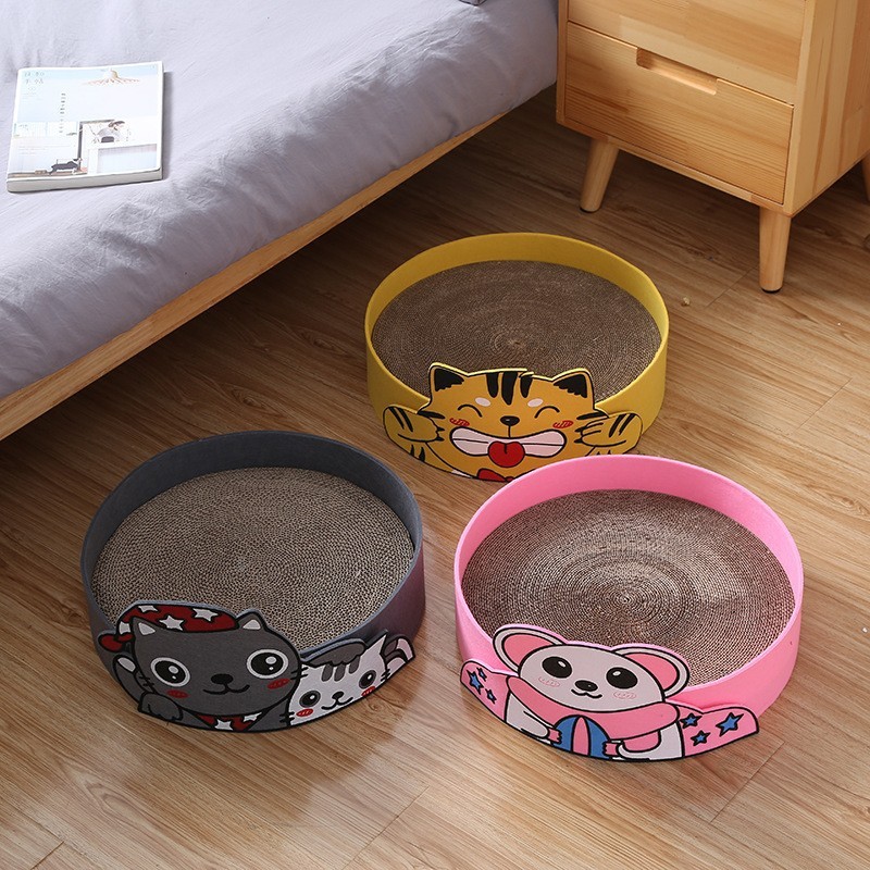 Cat Scratch Board Supplier - Bsci Round Pets Rest Sleeping Small Animals Corrugated Paper Felt Bed