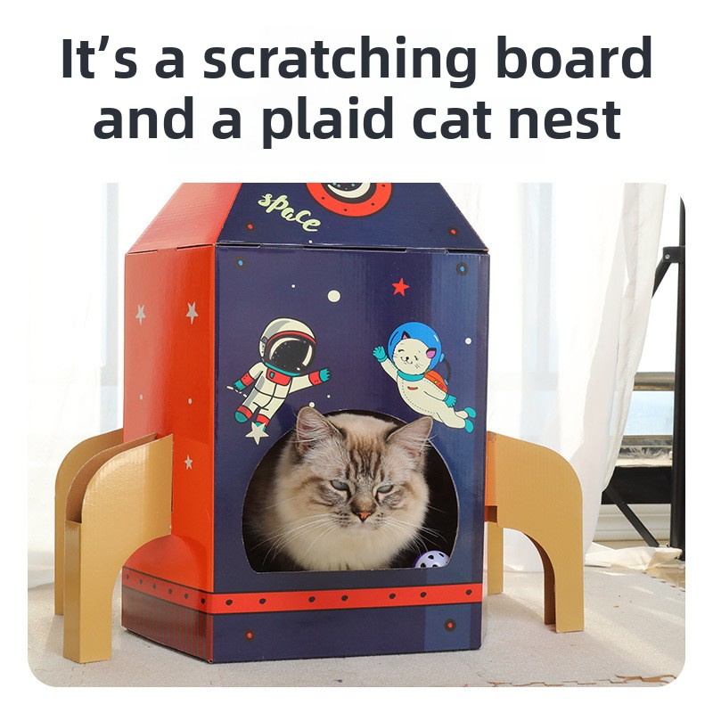 Cat Scratching Board Manufacturer - Wholesale Fun Corrugated Paper Rocket Solid Pattern Toys House Button