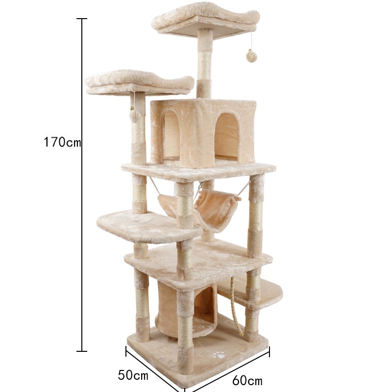 Cat Tree Factory - Factory Custom Ceiling Multi-level Tower With Hammock Ladder Sisal Short Plush