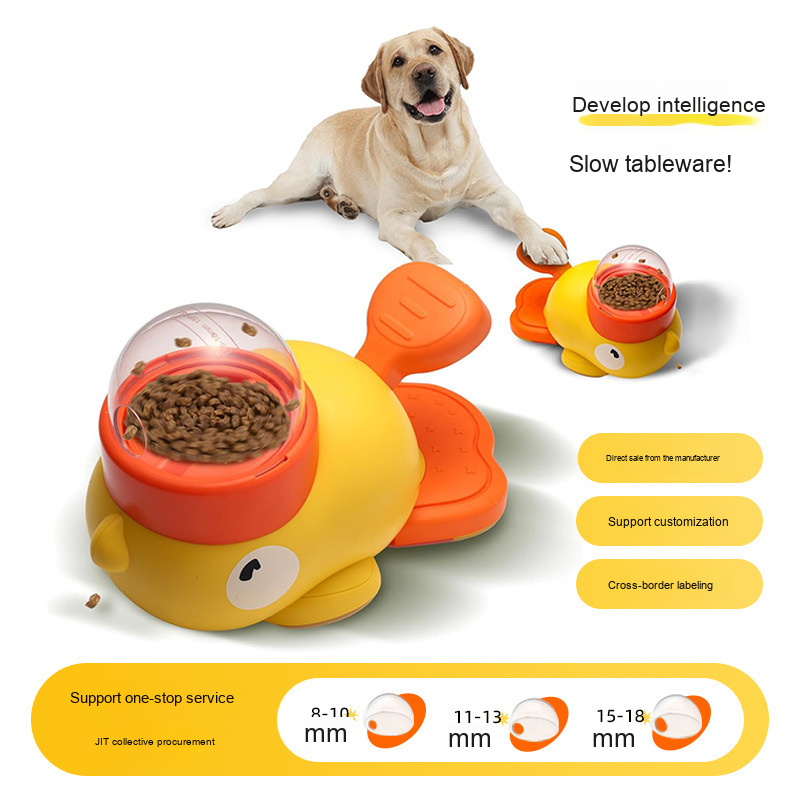 Pet Food Dispenser Manufacturer - 1L Smart Interactive Press Entertainment Duck Bowl 2-in-1 Automatic