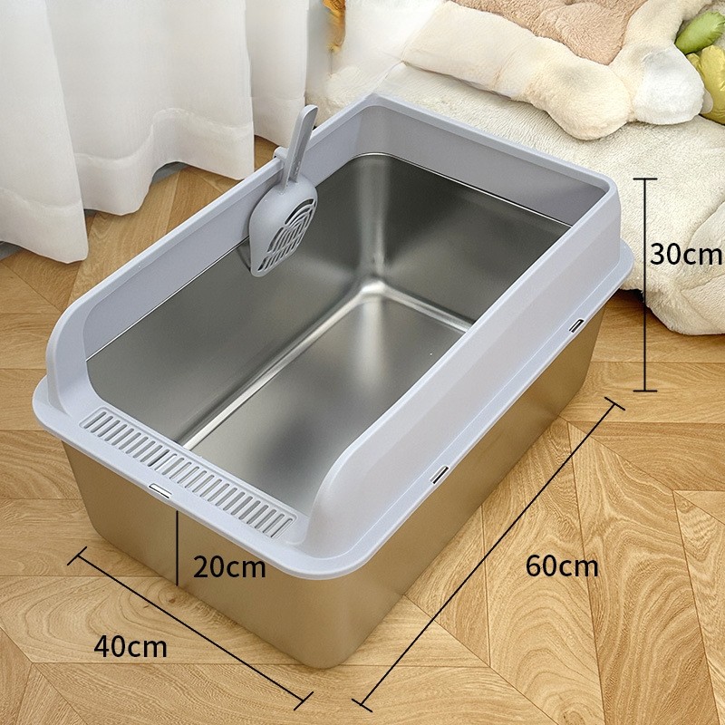 Cat Litter Box Factory - Factory Wholesale Stainless Steel Splash Proof Lid Free Shovel Set Easy Clean