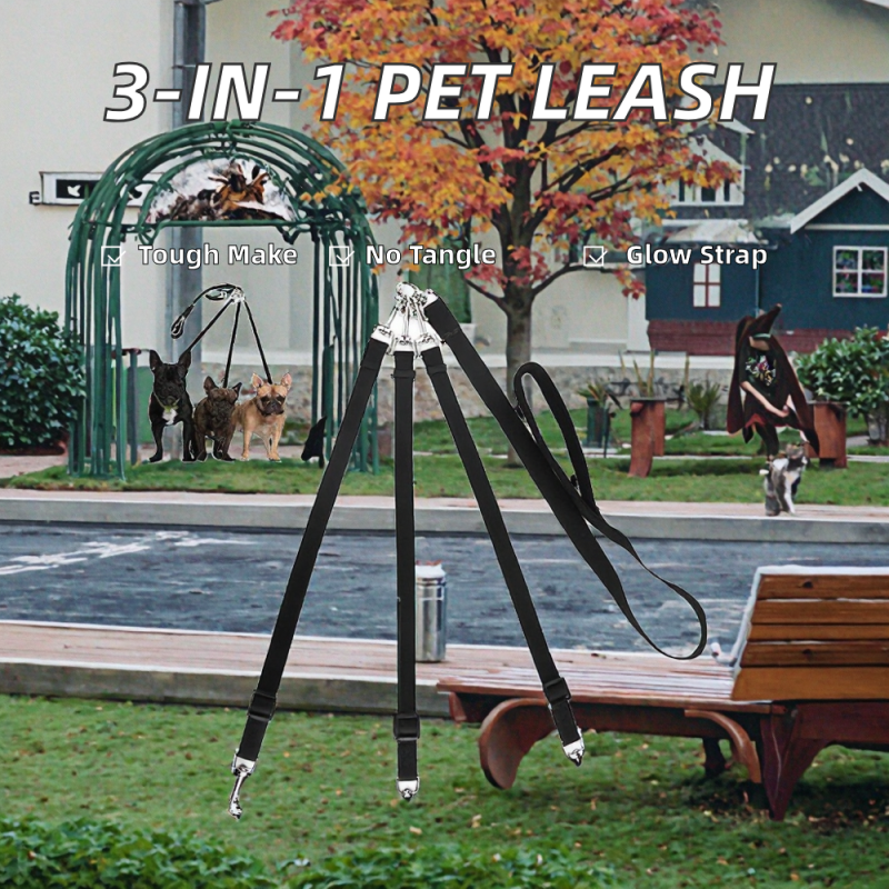 Pet Leash Manufacturer - Heavy Duty 360° Swivel Dual Nylon No Tangle Detachable Multiple Ways Striped