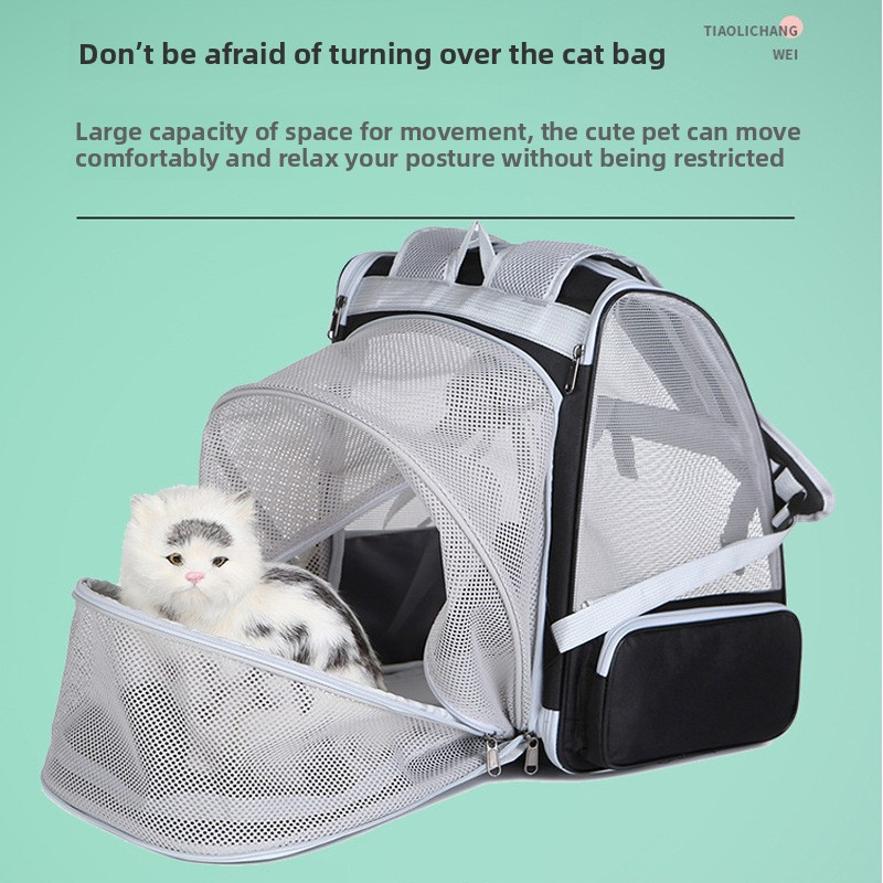 Cat Carrier Backpack Supplier - Breathable Polyester Pet Bag Zipper Closure Expandable Folding School