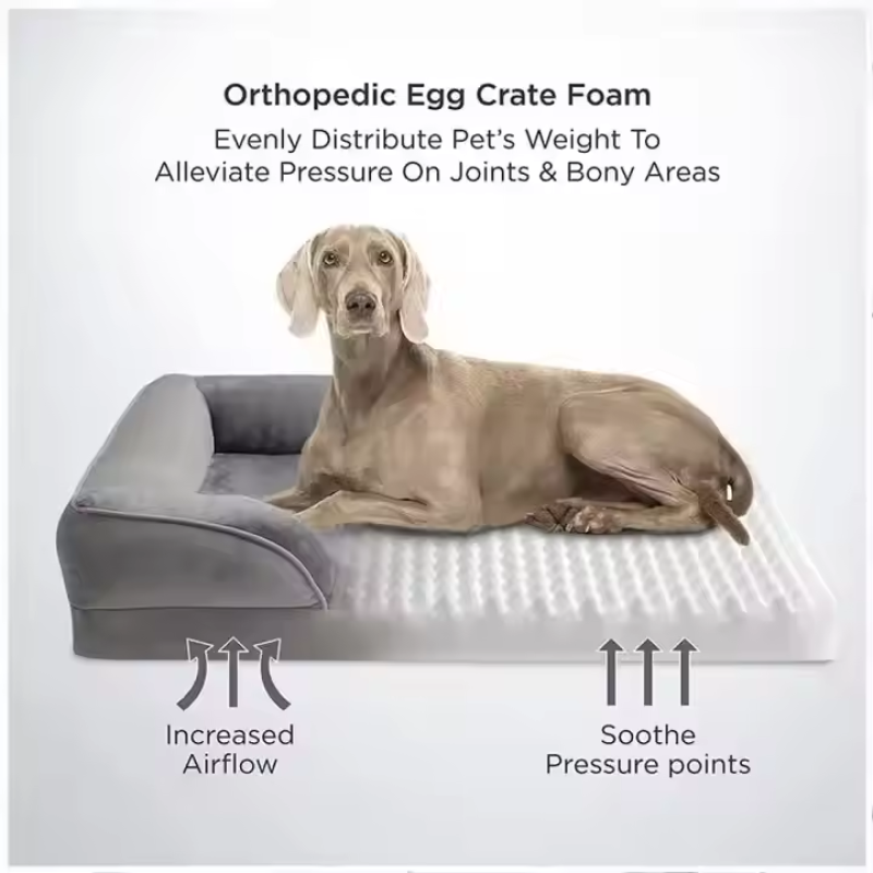 Dog Sofa Bed Factory - Wholesale Orthopedic Waterproof Flannel Rectangle Pet Cushion Supportive Foam