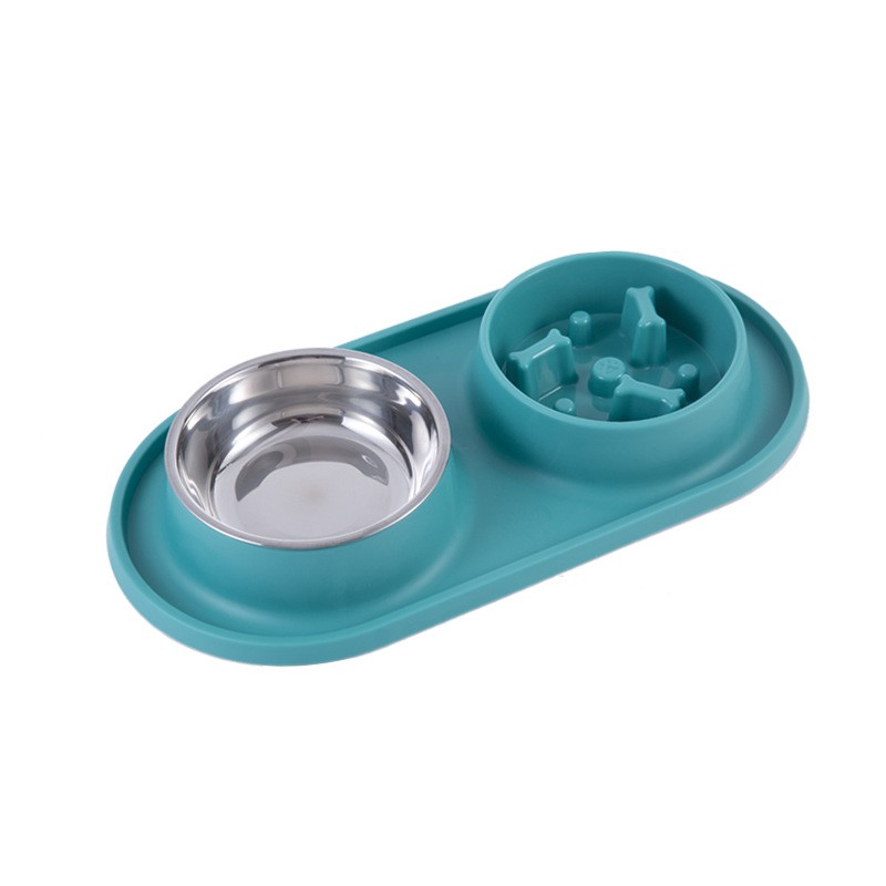Puppy Feeder Manufacturer - Factory Custom New Puppy Feeding Double Bowl Stainless Steel Slow Feeder