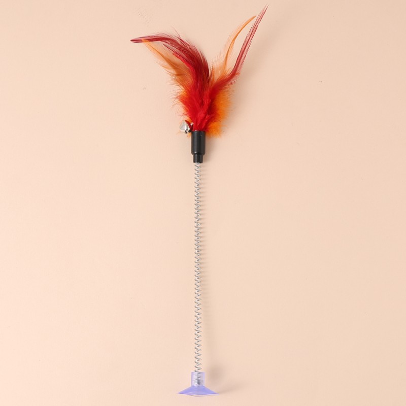 Pet Toys Manufacturer - Wholesale Creative Design Spring Suction Cup Colorful Feather Interactive
