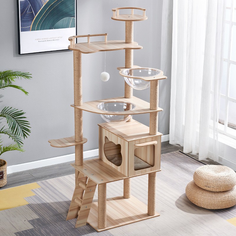 Cat Climbing Tree Manufacturer - Custom Eco-friendly With Scratching Post Large Integrated Wooden House